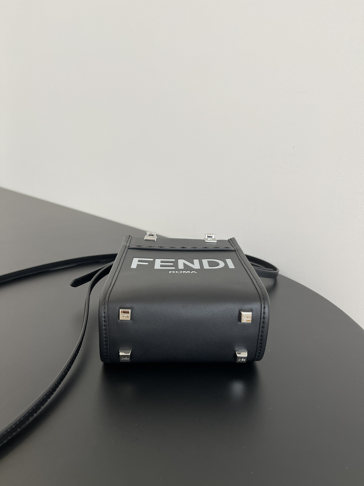 Fendi Mini Sunshine Shopper Black Leather Bag